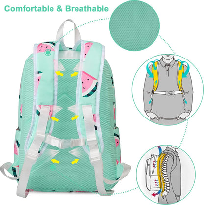 Morral o Mochila escolar para niñas diseño Verde sandía