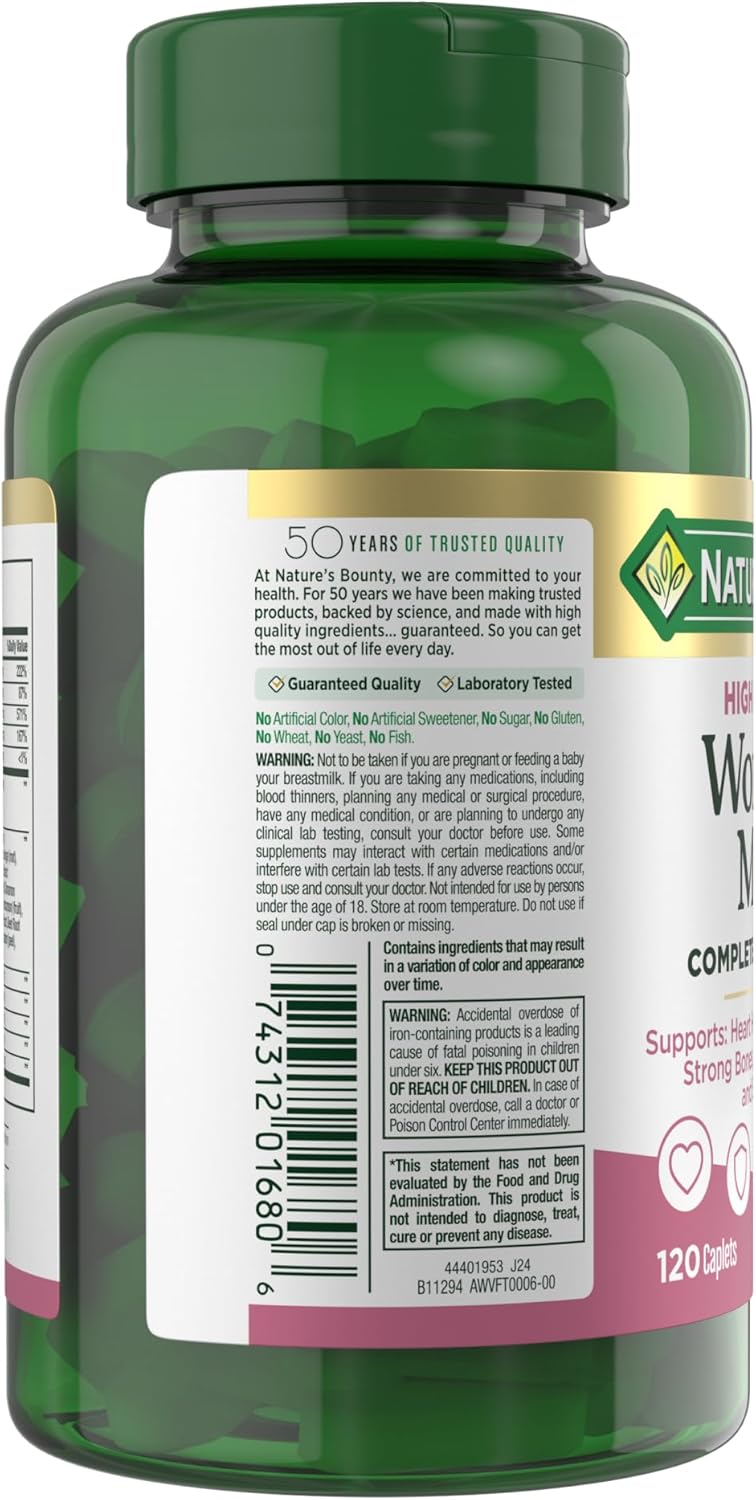Multivitaminas Mujeres Nature's Bounty, 120 Caplets, Salud y Inmunidad