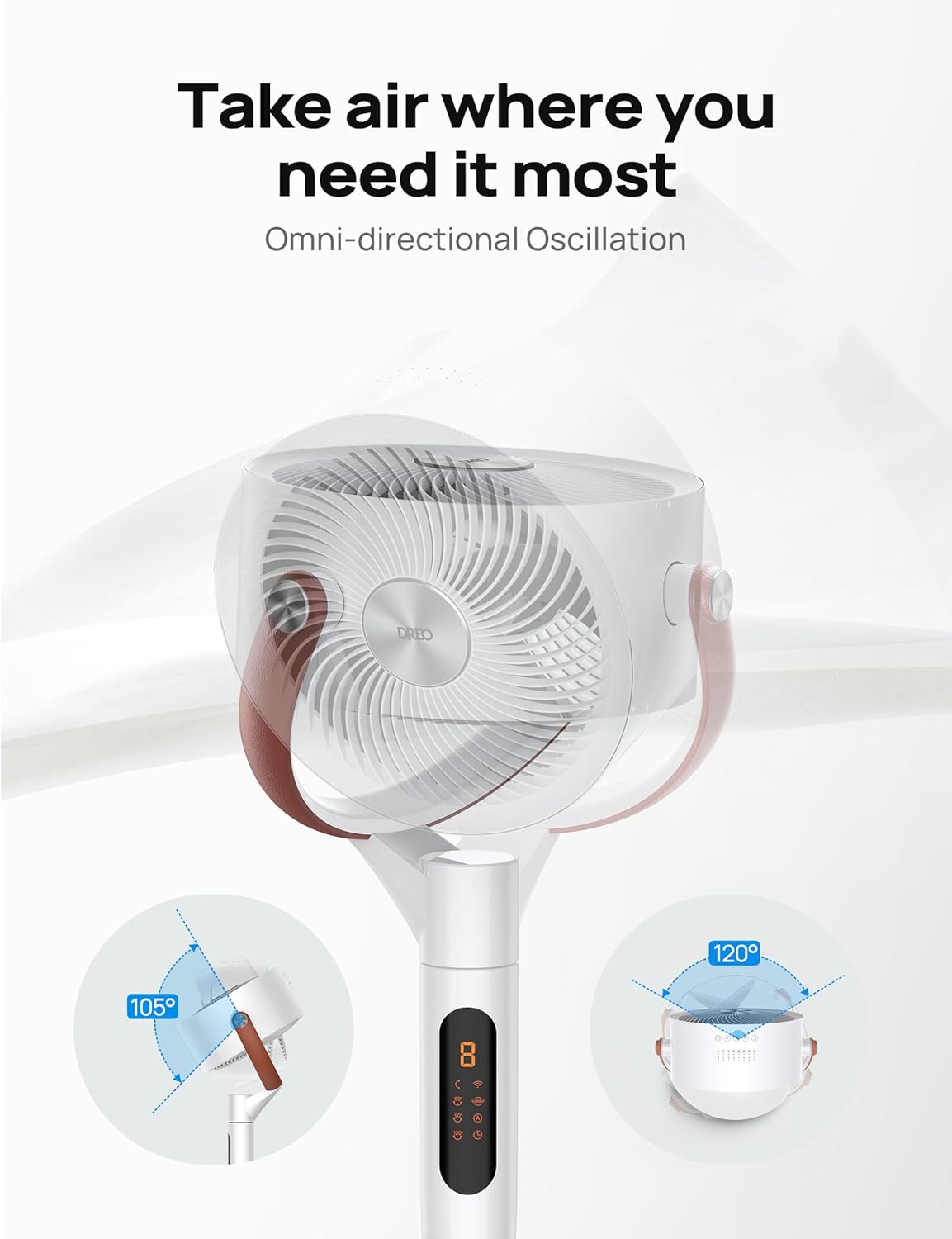 Ventilador de pedestal Dreo, oscilante, Wi-Fi, 6 modos, 513S