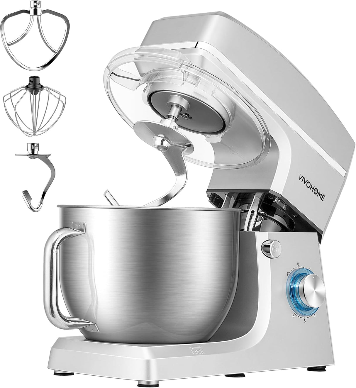 Batidora de pie VIVOHOME 7.5L 660W 6 velocidades, modelo 2023