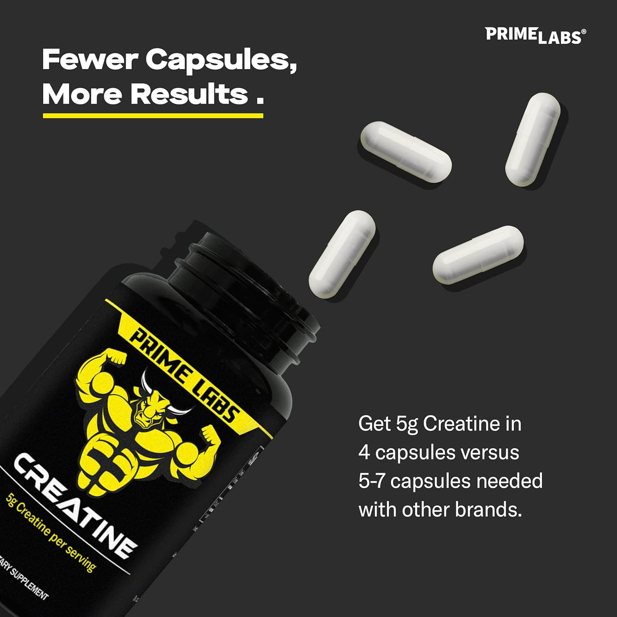 Creatina en cápsulas Prime Labs - 5g, 120 cápsulas