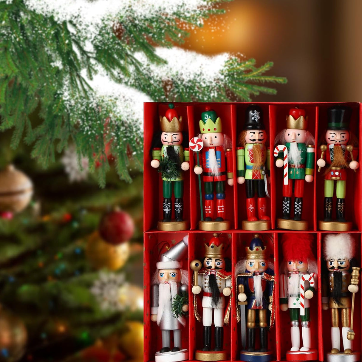 Adornos Navideños Syhood 10 Pcs Nutcrackers de Madera 5