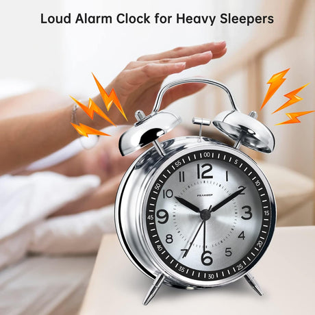 Reloj Despertador Fuerte para Dormilones, Campanas Dobles