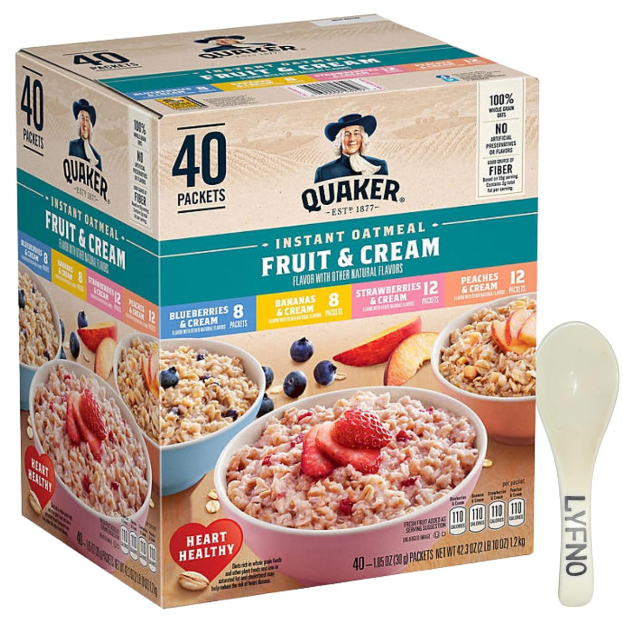 Avena Instantánea Quaker, Variedad de Frutas, 40 Paquetes