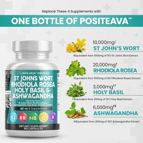 Clean Nutraceuticals Hierba de St Johns 10000mg Rhodiola