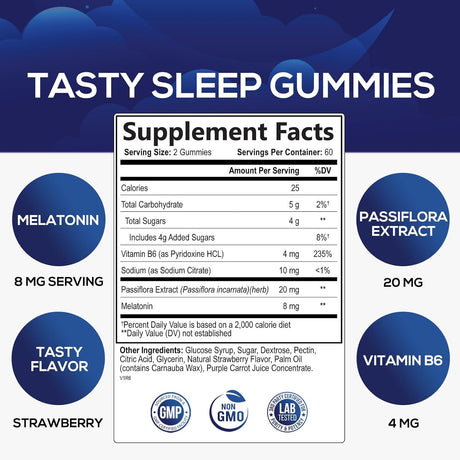 Suplemento Gummies 8mg Extra Strength  20mg