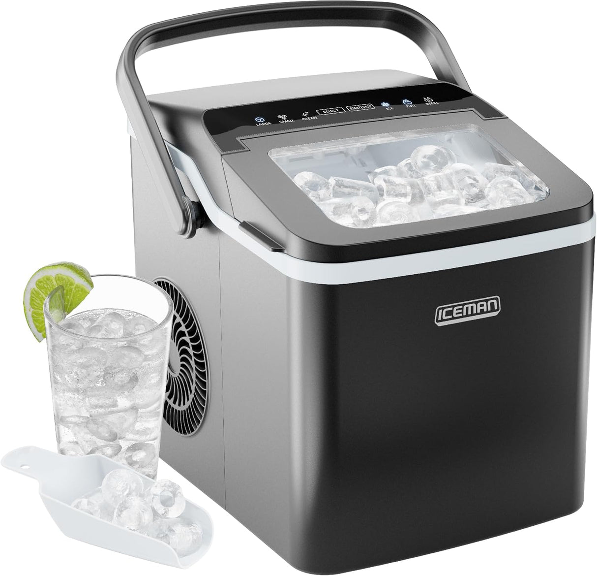 Máquina de Hielo Dual, Auto-Limpieza, 9 Cubos en 7 Minutos