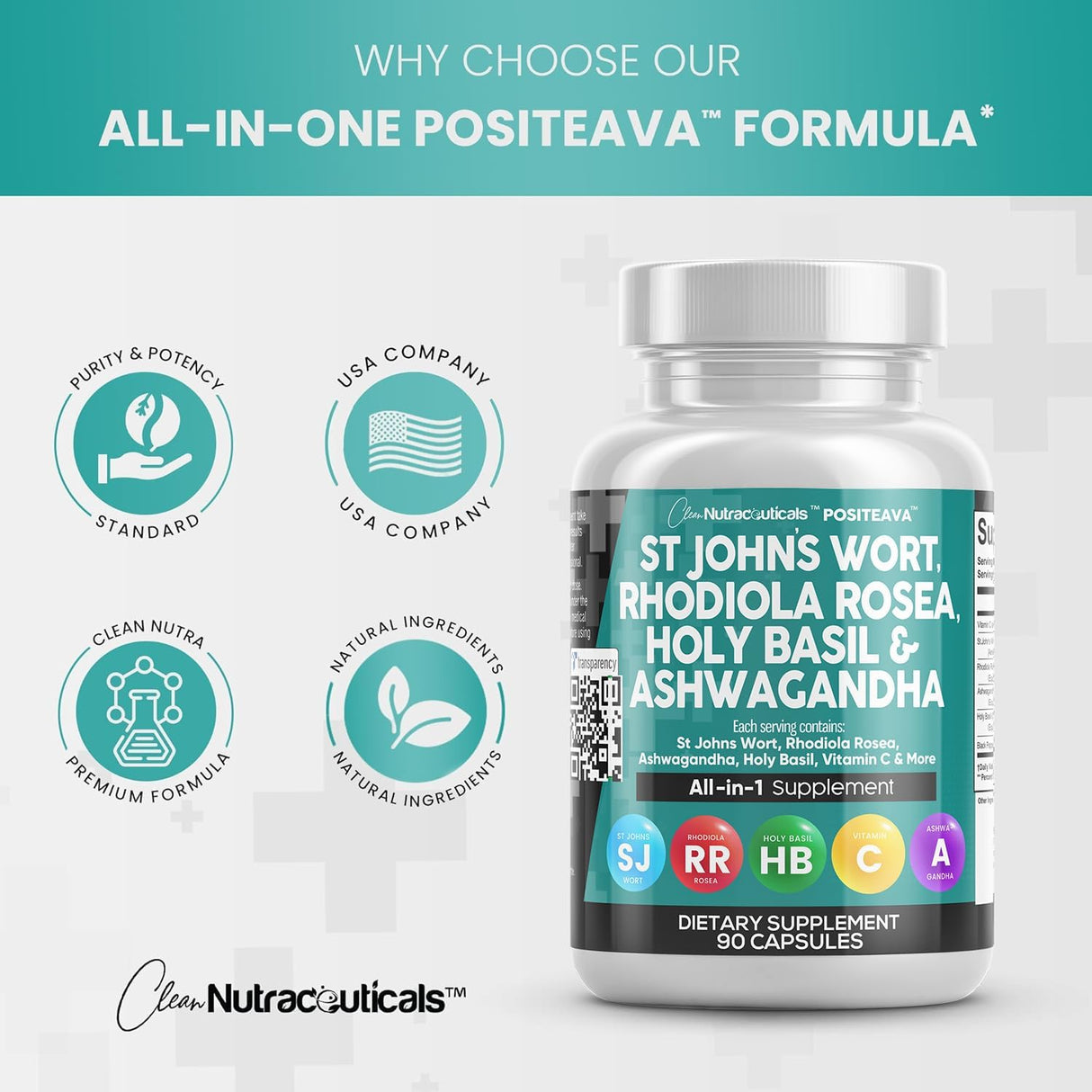 Clean Nutraceuticals Hierba de St Johns 10000mg Rhodiola