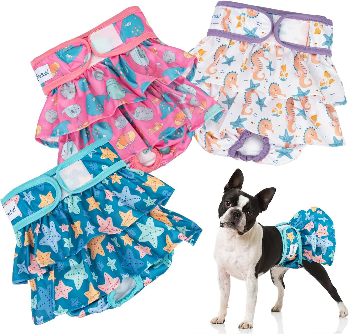 Pet Soft Pañales para perras – Paquete de 3 pañales lavables