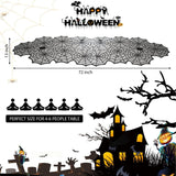 Camino de Mesa Halloween, Encaje Negro, 18 x 72 Pulgadas