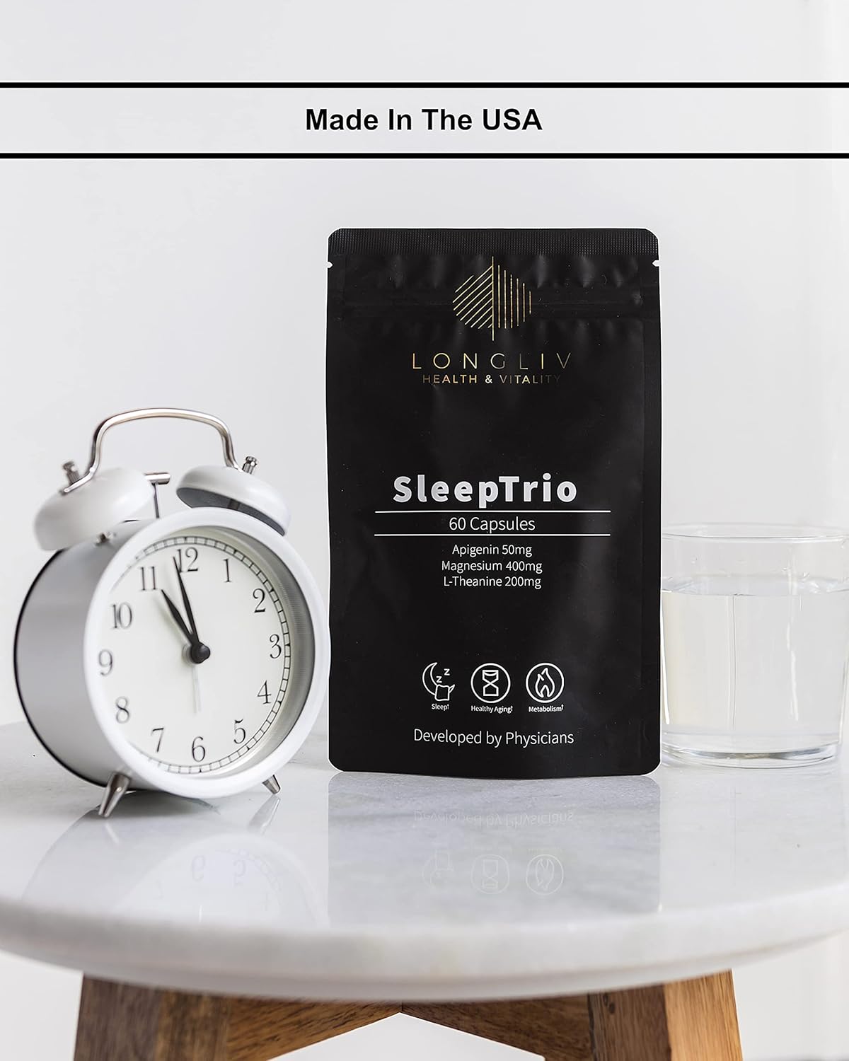 Cápsulas de magnesio y apigenina L-teanina Sleep Trio