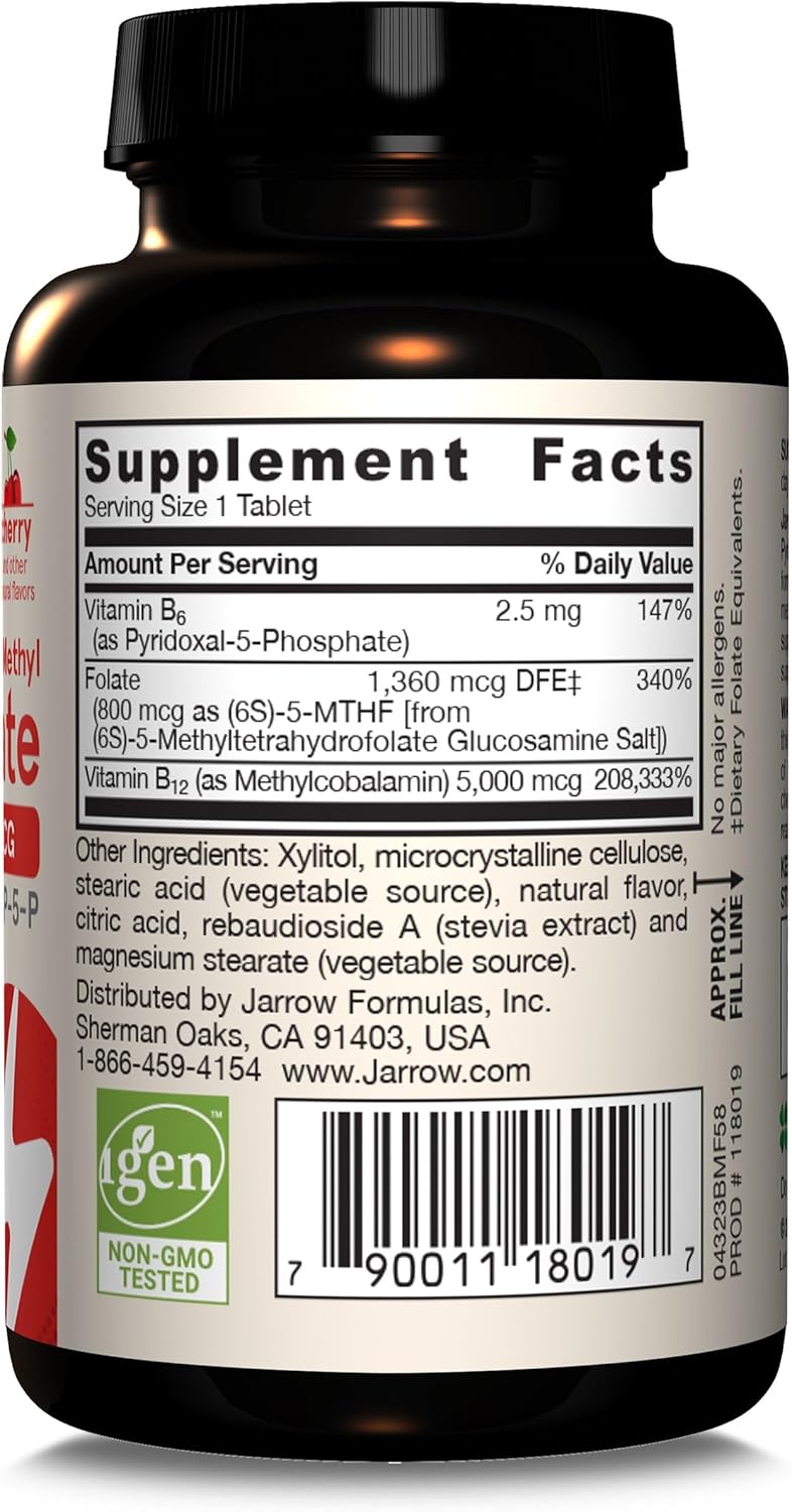 Suplemento Methyl B-12 5000 mcg Jarrow Formulas, 60 tabletas