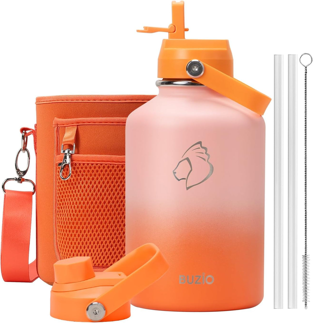 Botella de agua de medio galón, BUZIO, acero inoxidable 64 oz