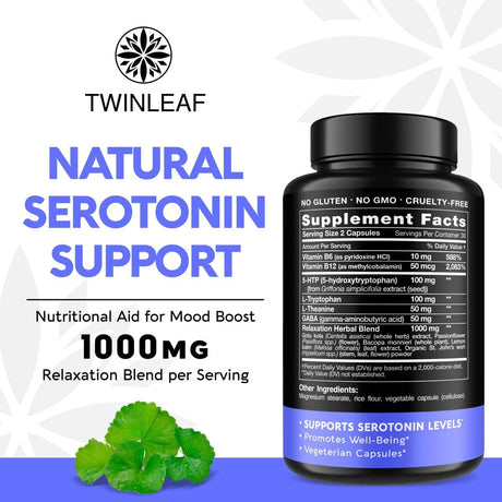 Suplemento de serotonina natural  5HTP Serotonina & Cortisol