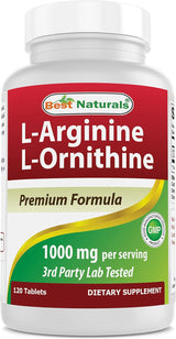 Best Naturals L-Arginina L-Ornitina 1000mg 120 Tabs
