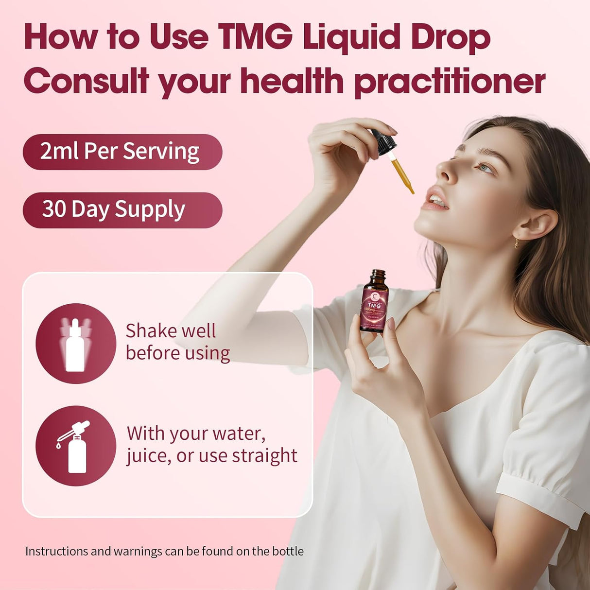 Suplemento Líquido TMG 1000mg, Alta Absorción, 2x1oz