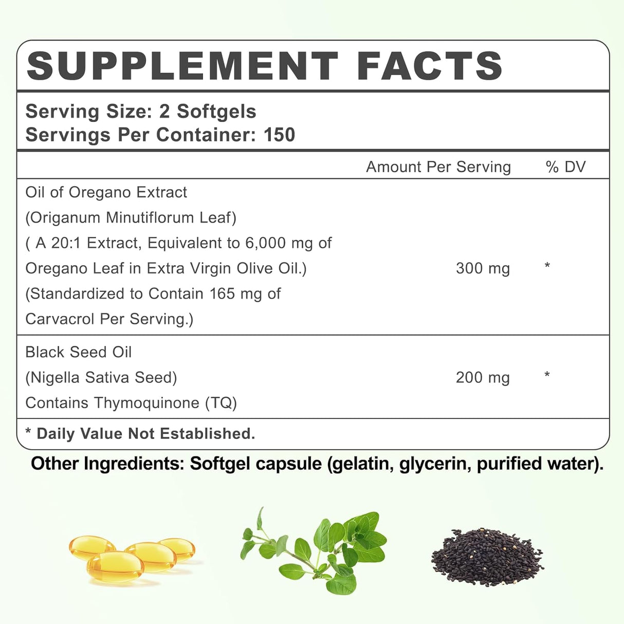 Aceite de Orégano Cápsulas - 300 Softgels, Inmunidad, Digestión