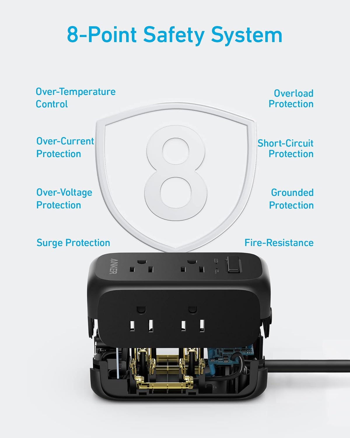 Anker 332 USB C - Protector de sobretensiones (300J), 6 salidas