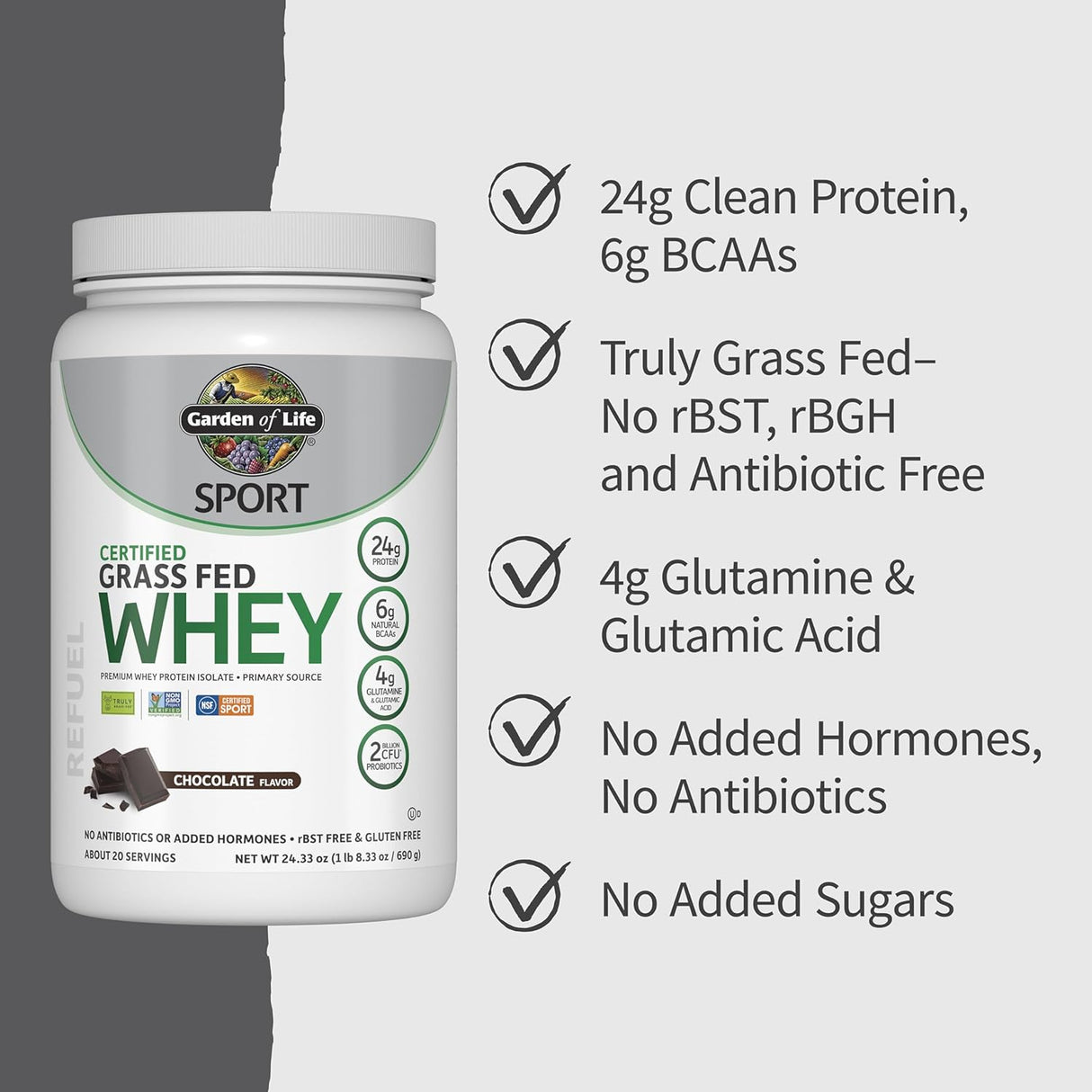 Proteína de Suero de Leche Sport Garden of Life, 24g, 20s