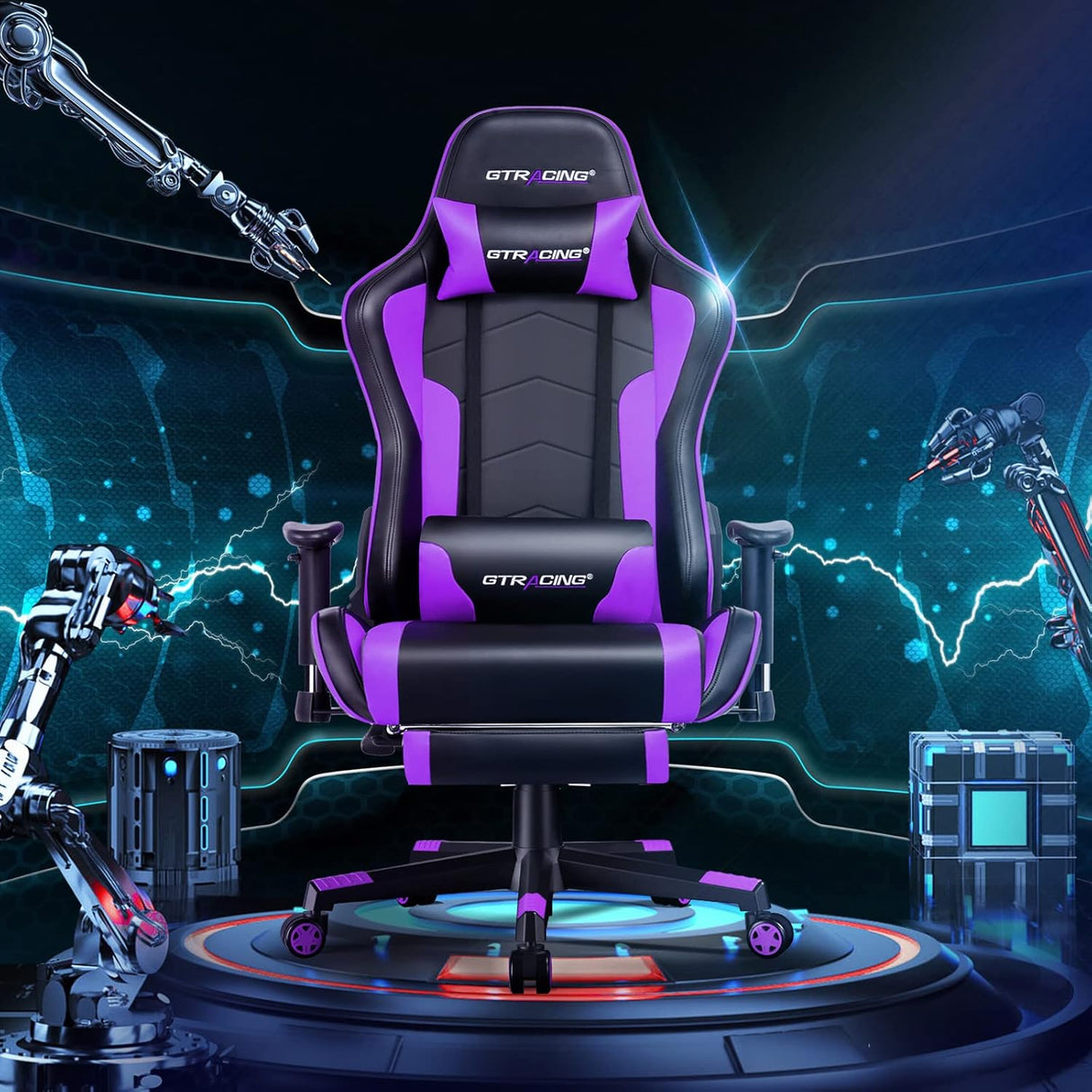 Silla para videojuegos GTRACING con reposapiés y altavoces