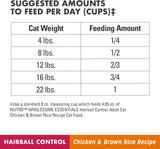 NUTRO WHOLESOME ESSENTIALS - Alimento seco natural para gatos, control de bola de pelo para gatos adultos, receta de pollo y arroz integral, croquetas para gatos, bolsa de 5 libras