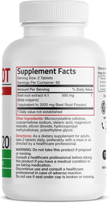 Suplemento de Remolacha Bronson, 120 Tabletas Vegetales, 2000mg