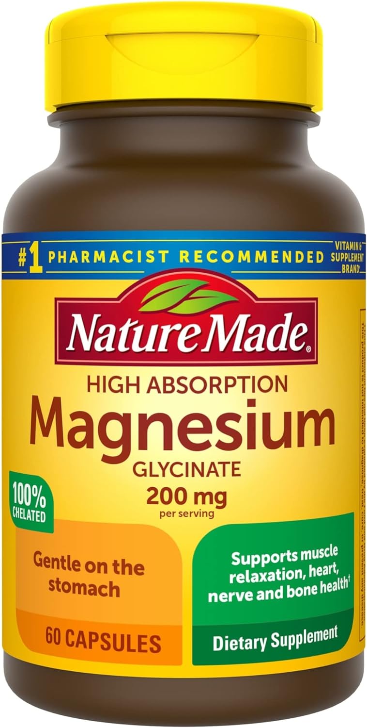 Glicinato de Magnesio 200 mg, Soporte Muscular, 60 Cápsulas
