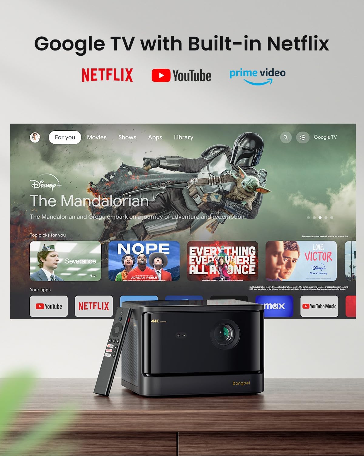 Proyector 4K Laser Dangbei DBOX02, 2450 lúmenes, WiFi, HDR10+