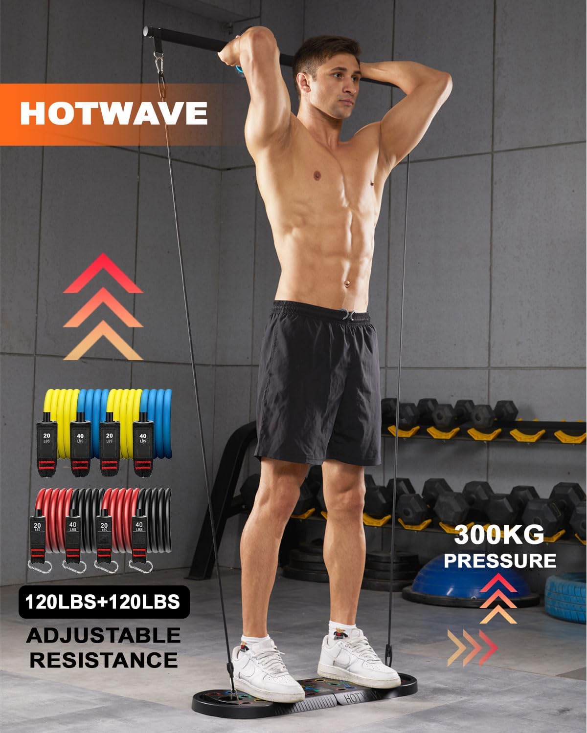 Tabla de Flexiones HOTWAVE, 20 en 1, portátil y plegable