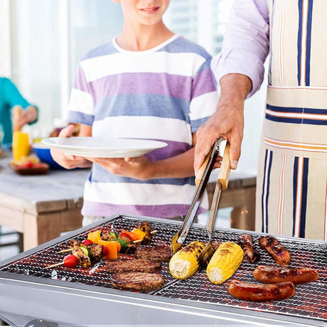 Parrilla de carbón portátil, acero inoxidable, plegable, grande