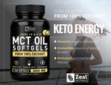 Suplemento de aceite MCT puro  360 cáp  3000 mg energía Keto