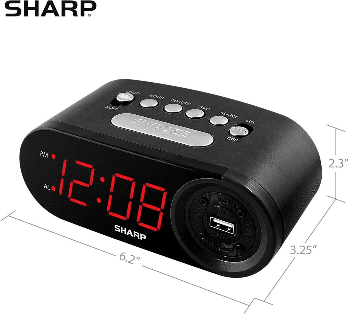 Reloj Despertador Digital con Carga USB de Alta Velocidad