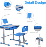 Set Escritorio y Silla Infantil Ajustable con Luz LED y Cajón