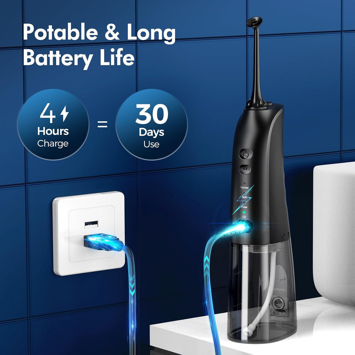 Irrigador Dental Inalámbrico IPX7 con 3 Modos y 5 Puntas