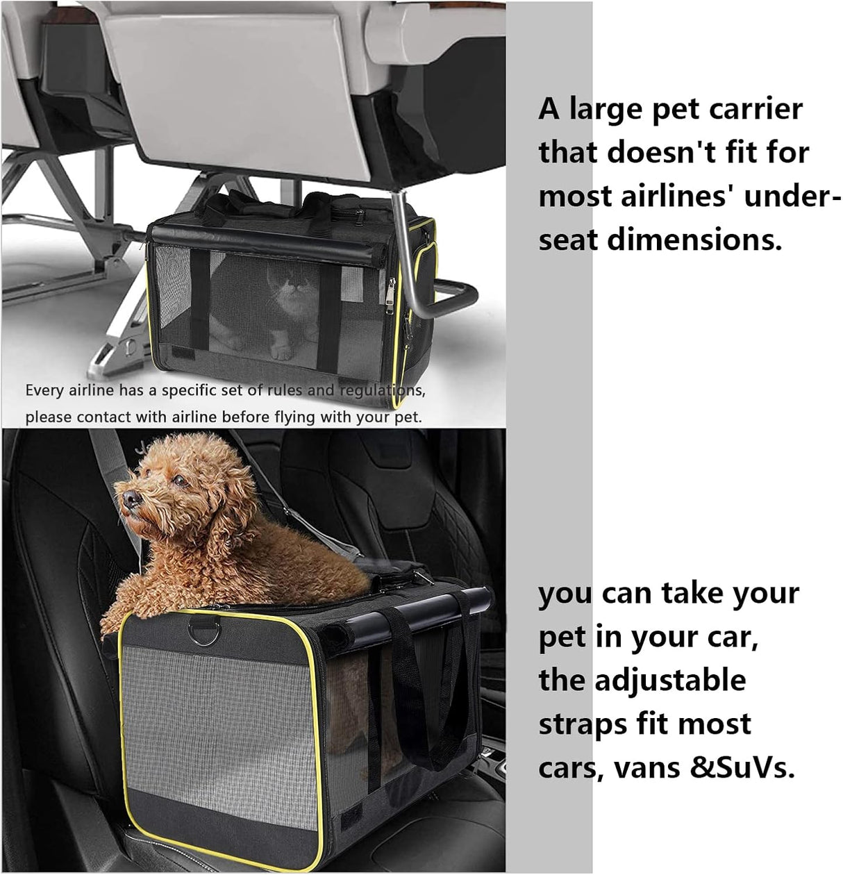 Transportador Suave para Gatos Grandes 20 lbs+ - Duradero 2 en 1
