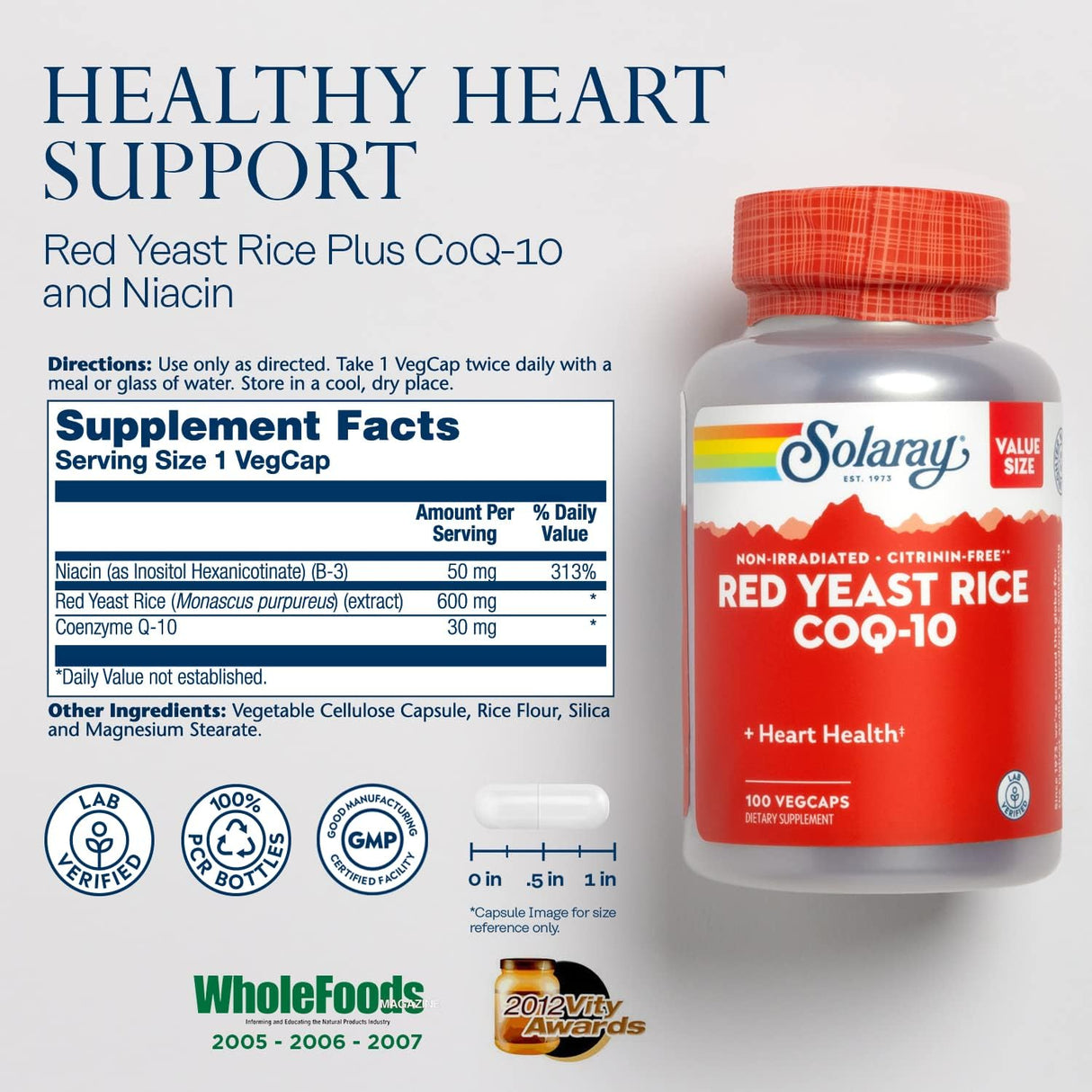 Suplementos Arroz de levadura roja Plus CoQ-10 vitamina B-3