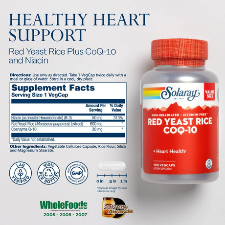 Suplementos Arroz de levadura roja Plus CoQ-10 vitamina B-3