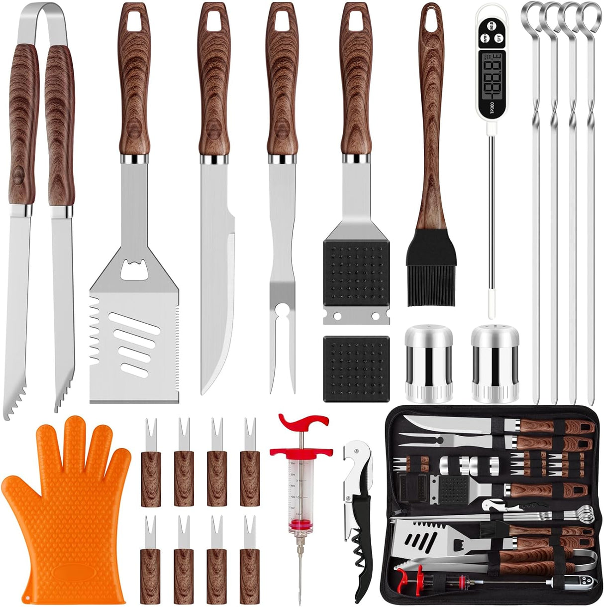 Kit de Accesorios para Parrilla 26pcs ROMANTICIST, Acero Inoxidable