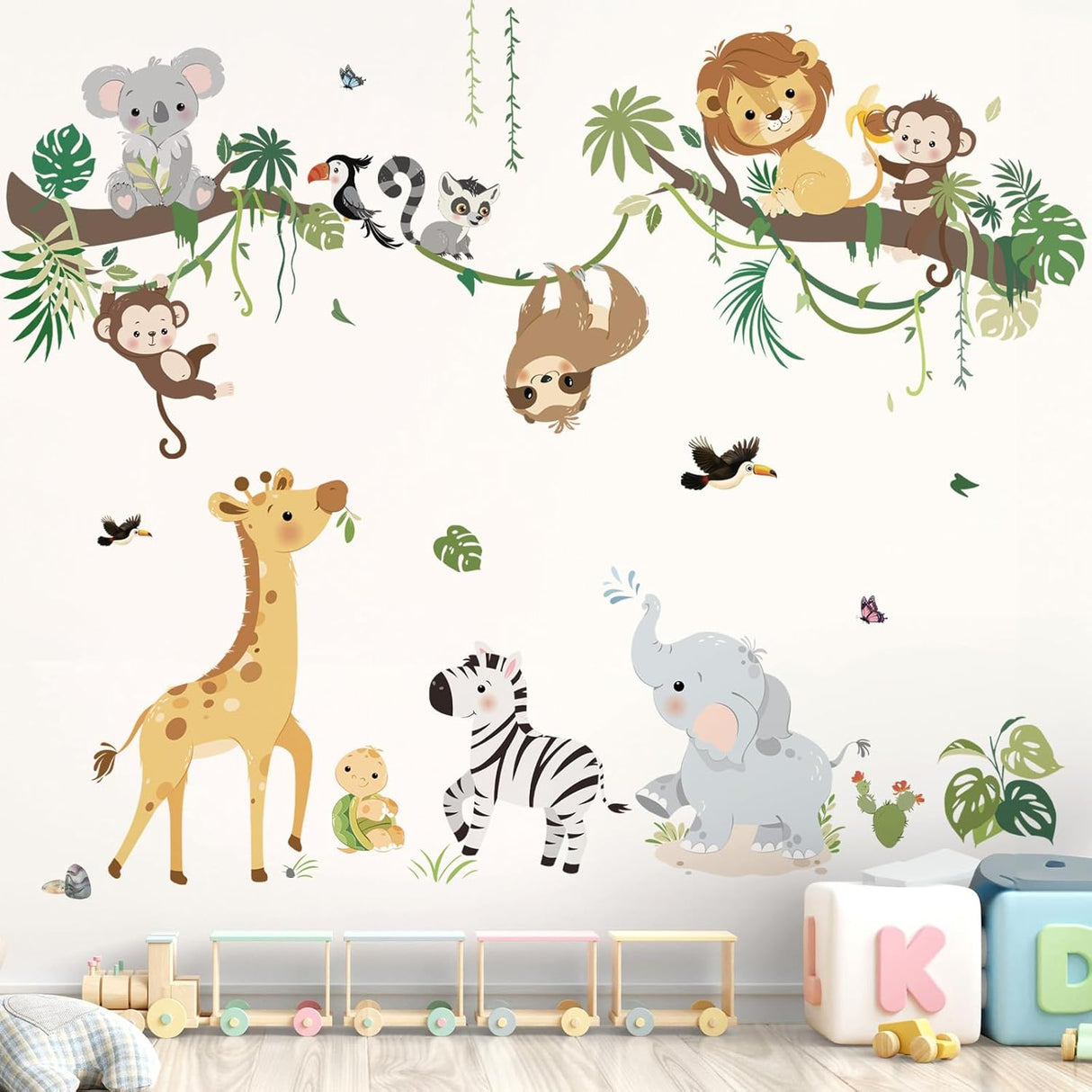 Decalmile Stickers Animales Selva para Habitaciones Infantiles