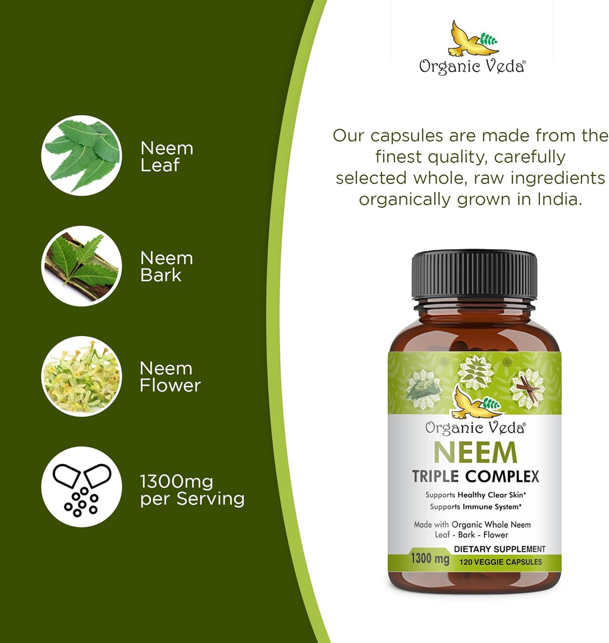 Suplemento Organic Veda  herbales para piel clara 120 unidad