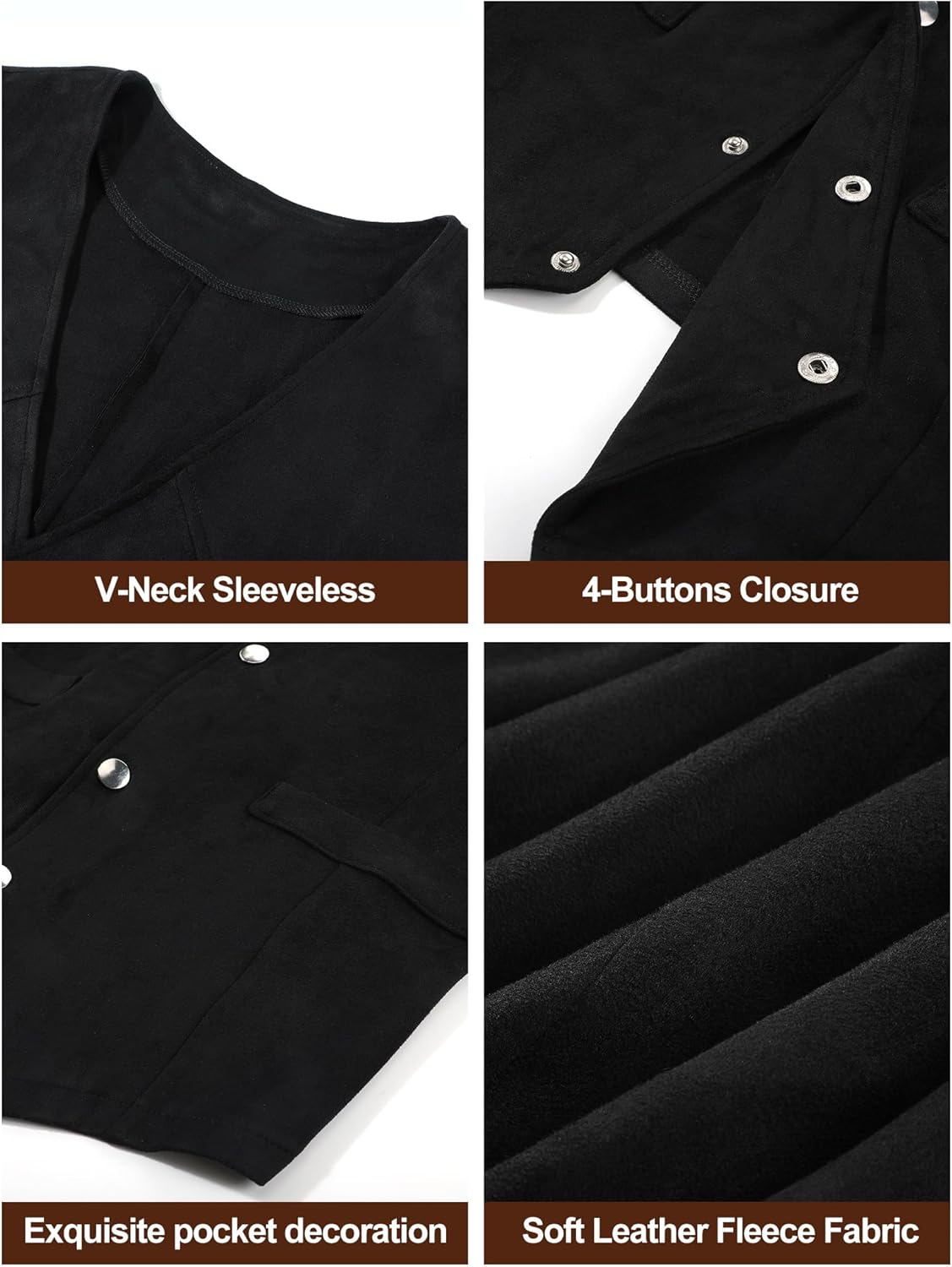 Conjunto Vaquero Hombre Suede Leather: Chaleco, Sombrero, Corbata