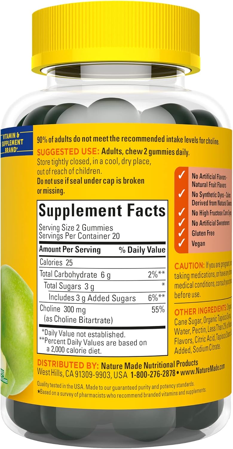 Suplementos de Colina Nature Made, Salud del Hígado, 40 Gummies