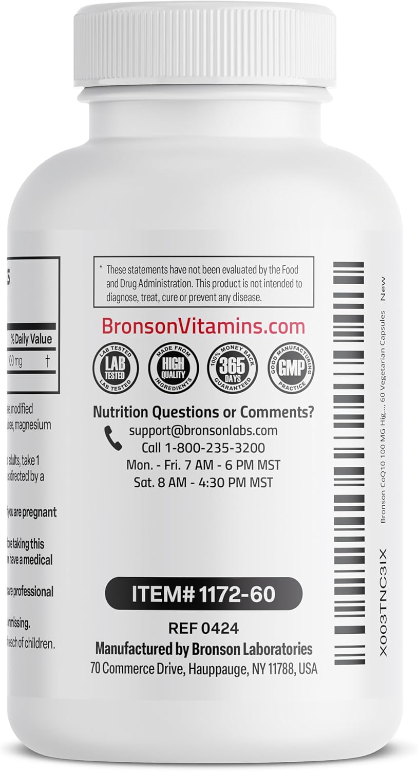 Bronson CoQ10 100MG Energía Celular 60 Cápsulas Vegetarianas