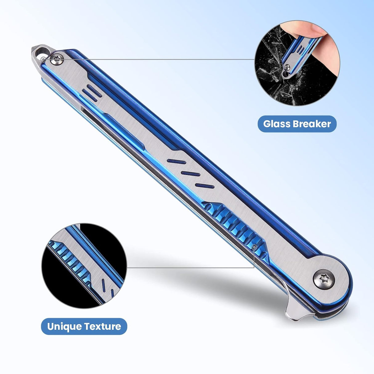 Cuchillo de bolsillo EDC para mujer plegables con hoja azul