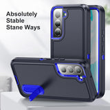 BaHaHoues Funda para Samsung Galaxy S22, Samsung S22 con soporte integrado, a prueba de golpes, polvo y caídas, de grado militar, funda protectora para Galaxy S22 5G de 6.1 pulgadas (azul oscuro/zafiro)