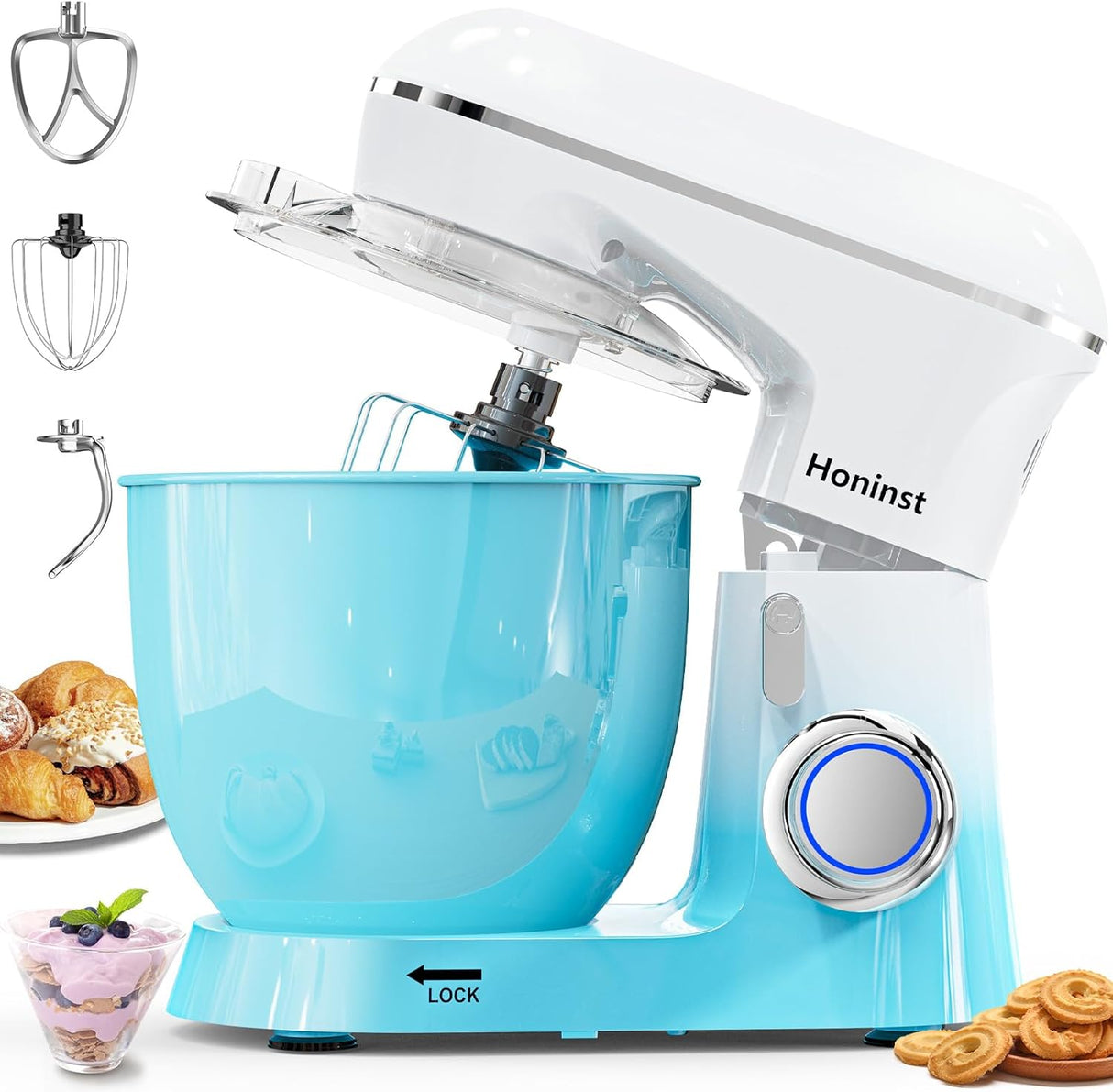 Batidora de Pie, 6.5QT, 10 Velocidades, 660W, Modelo 3 en 1