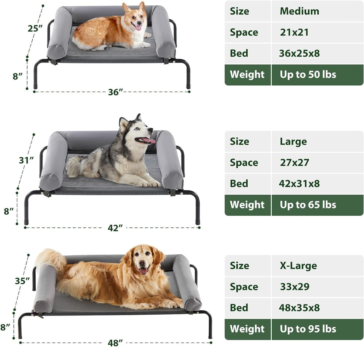 Cama Elevada para Perros RRPETHOME, Resistente y Portátil
