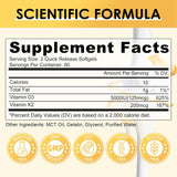 Suplemento de Vitamina D3 K2, 120 cápsulas, Natural Coconut