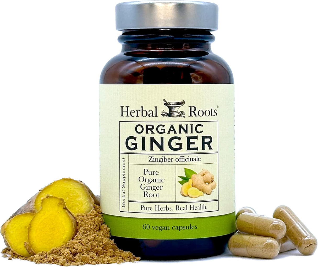 Suplemento Herbal Roots orgánicas de raíz de jengibre puro
