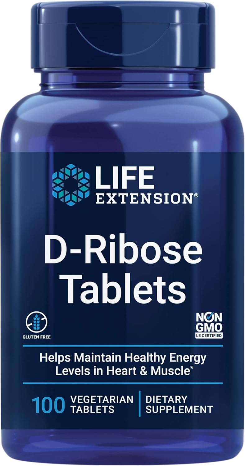 D-Ribosa Vida Extensión con Calcio, Energía, 100 Veganas